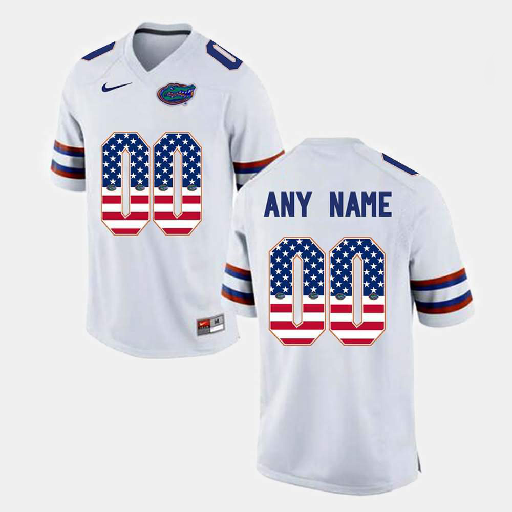 NCAA Florida Gators Customize Men's #00 Nike White US Flag Fashion Stitched Authentic College Football Jersey JQQ1264BB
